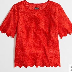 New J. Crew scalloped lace top